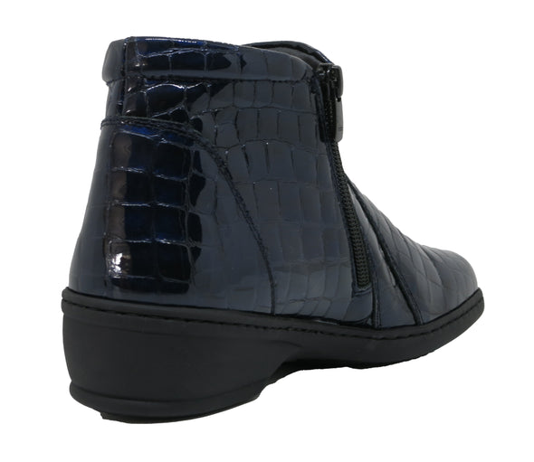 Notton 0461 Navy Patent Croc Zip Boots
