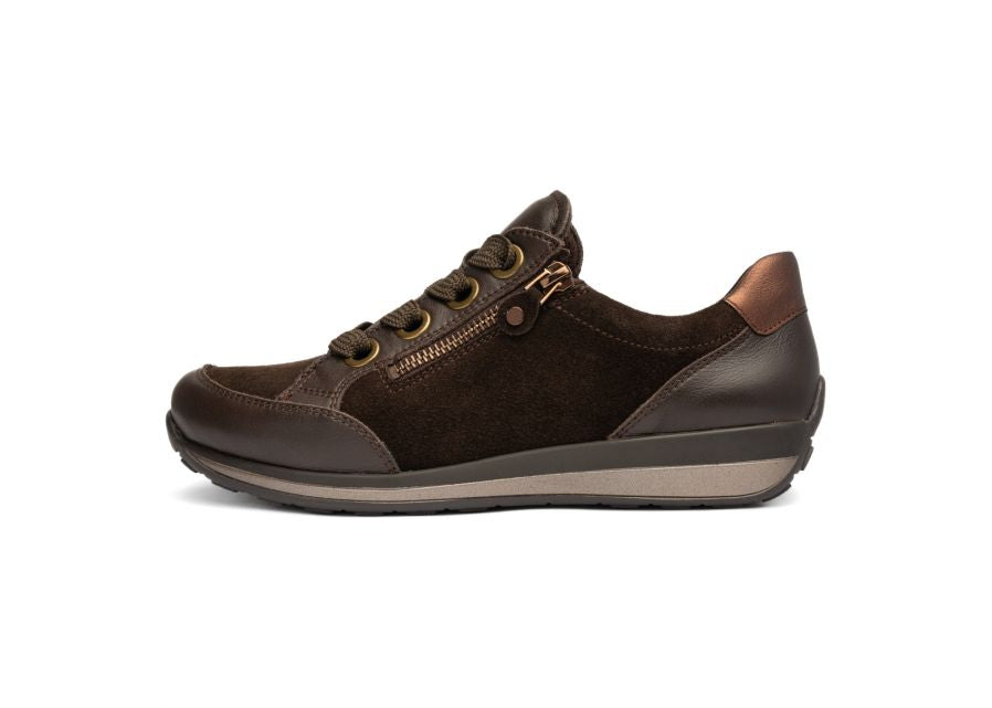 Ara 12-64587 23 Osaka Highsoft Cacao Moro Mocca Brown Suede H Fit Trainers