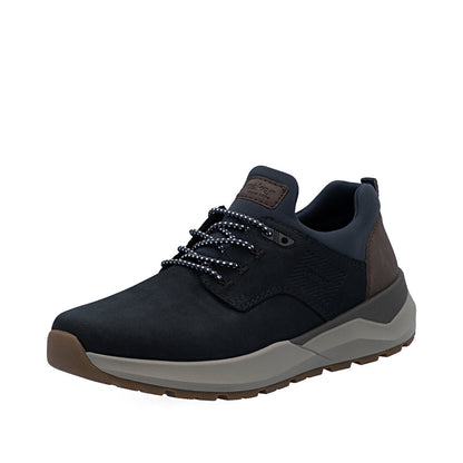 Rieker 06050-14 Navy H Fit Slip On Shoes with Brown Heel