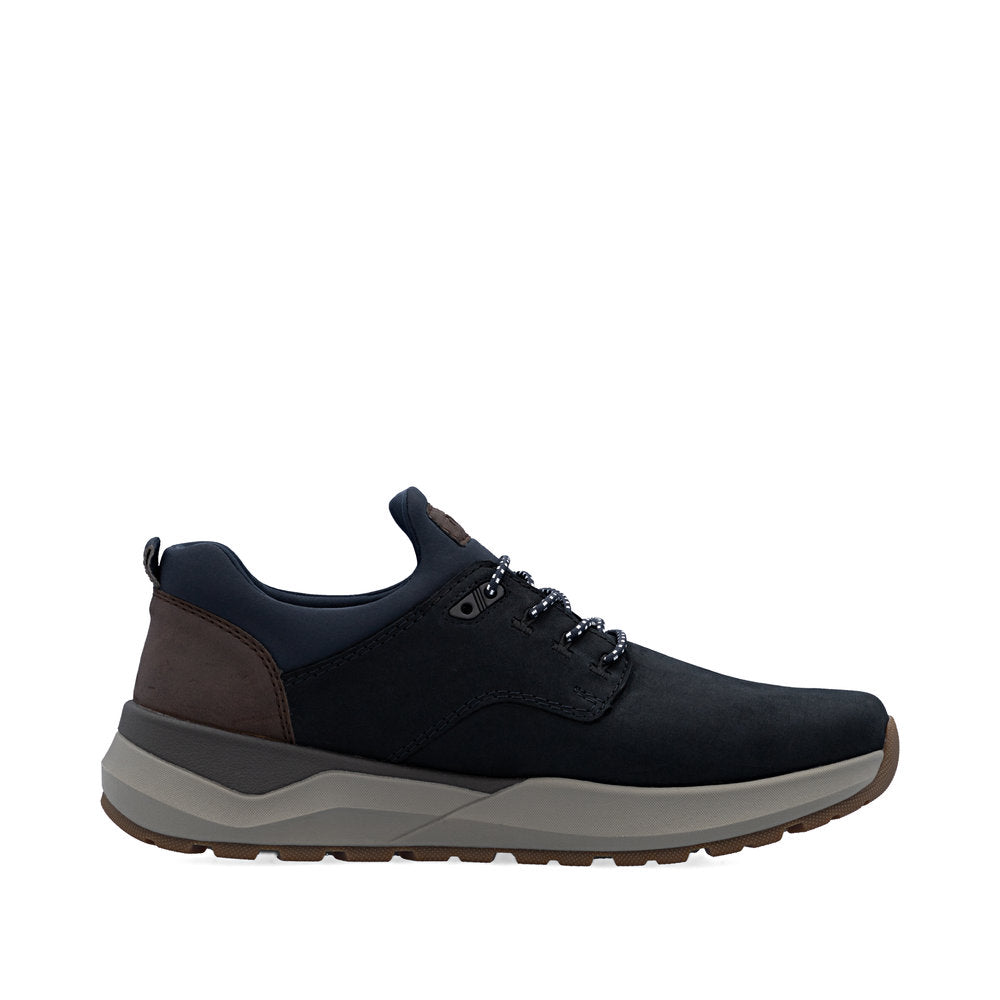 Rieker 06050-14 Navy H Fit Slip On Shoes with Brown Heel