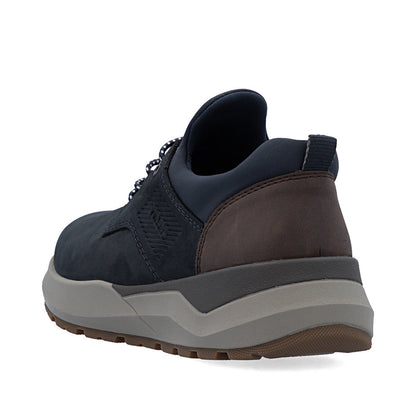 Rieker 06050-14 Navy H Fit Slip On Shoes with Brown Heel