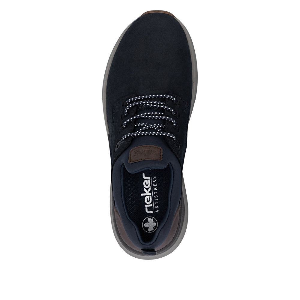 Rieker 06050-14 Navy H Fit Slip On Shoes with Brown Heel