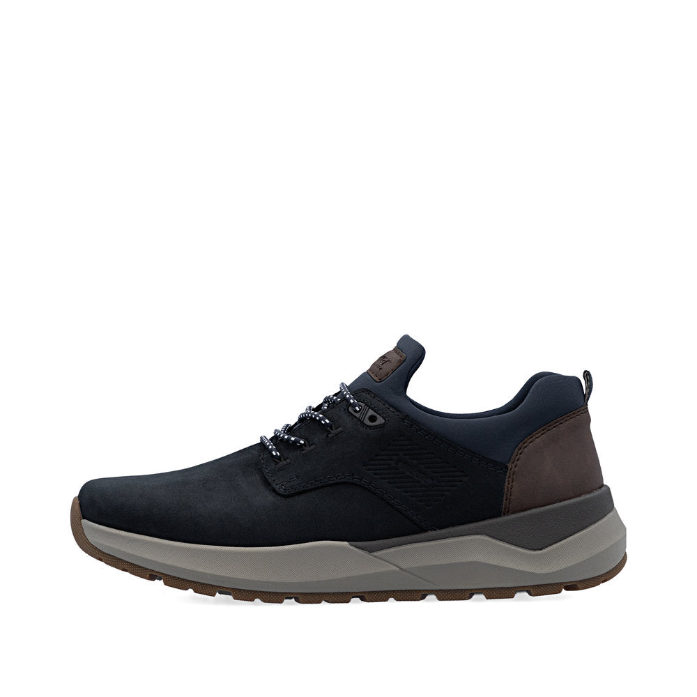 Rieker 06050-14 Navy H Fit Slip On Shoes with Brown Heel