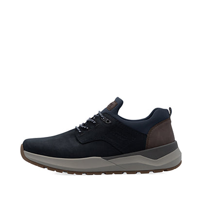 Rieker 06050-14 Navy H Fit Slip On Shoes with Brown Heel