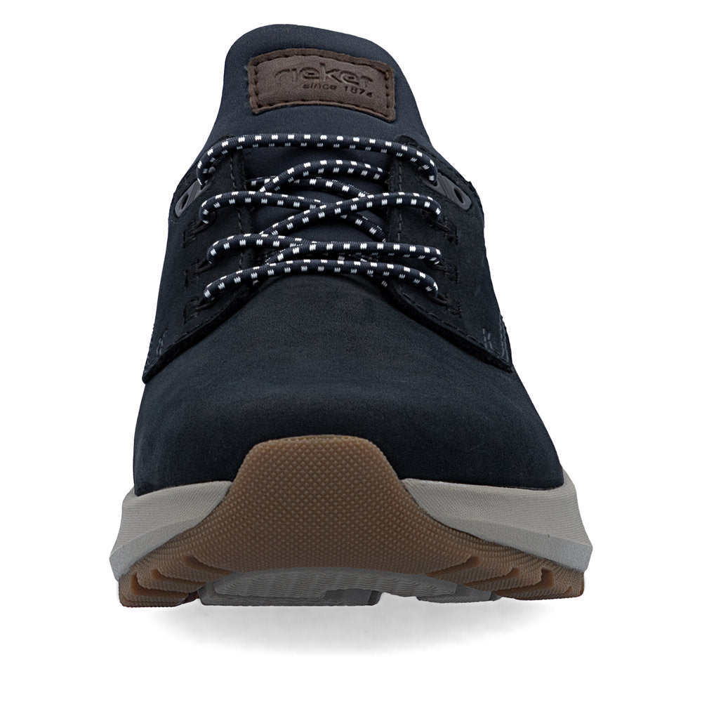 Rieker 06050-14 Navy H Fit Slip On Shoes with Brown Heel