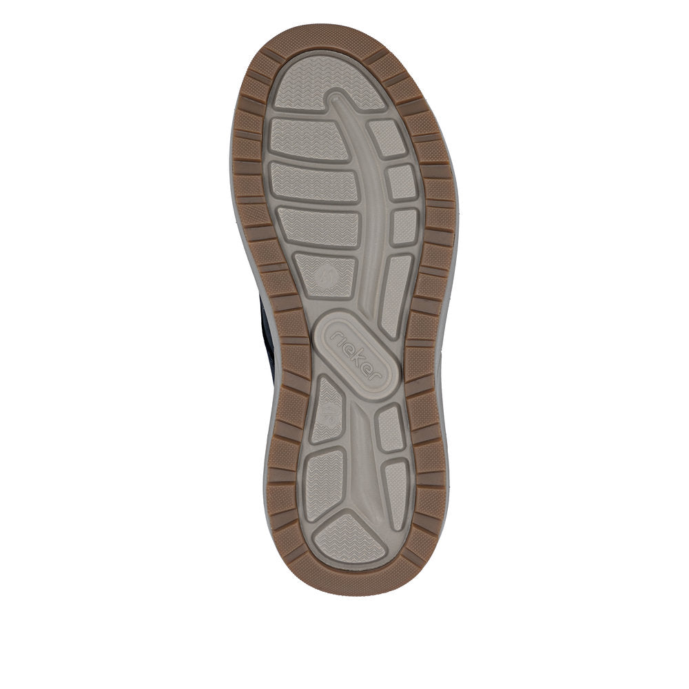 Rieker 06050-14 Navy H Fit Slip On Shoes with Brown Heel