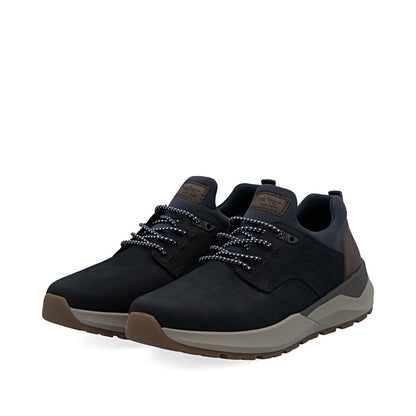 Rieker 06050-14 Navy H Fit Slip On Shoes with Brown Heel