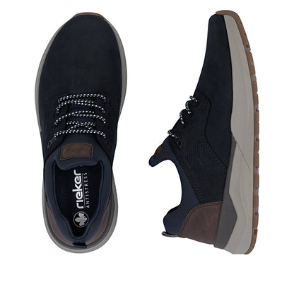 Rieker 06050-14 Navy H Fit Slip On Shoes with Brown Heel