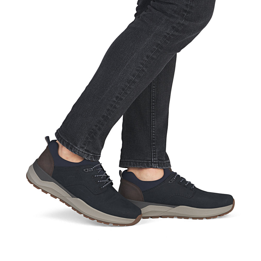 Rieker 06050-14 Navy H Fit Slip On Shoes with Brown Heel