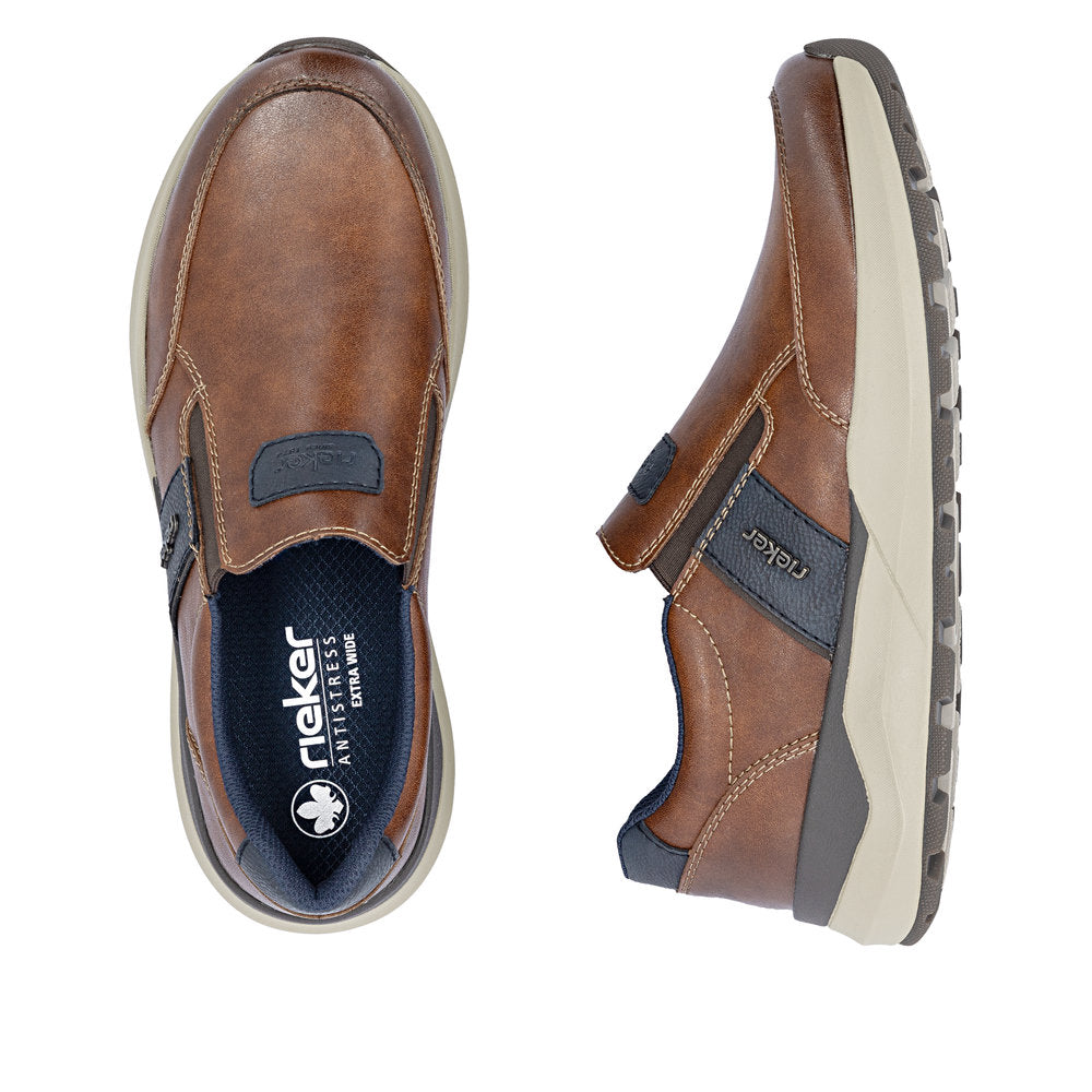Rieker 06055-24 Brown Combi H Fit Slip On Shoes