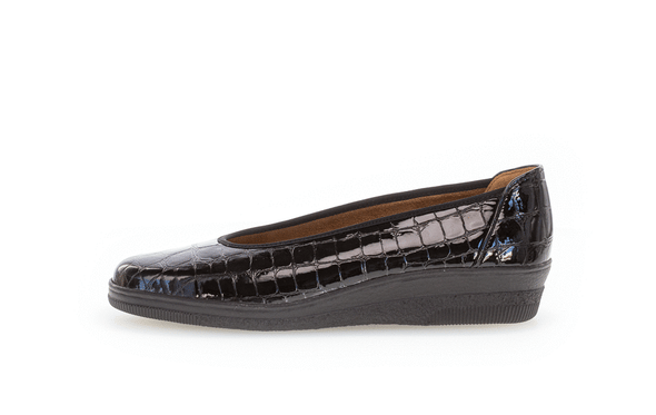 Gabor 06.400.97 Comfort Black Croc Slip On Pumps