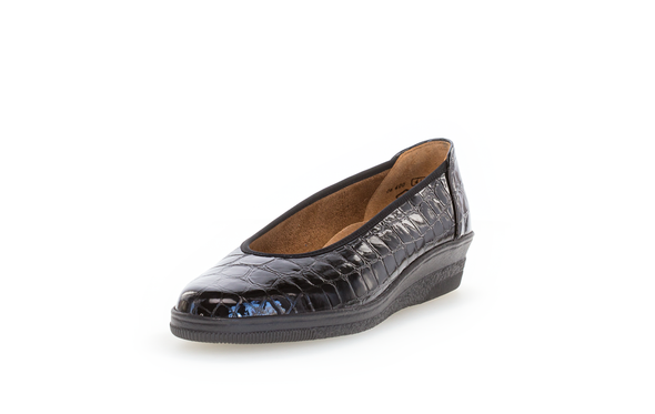 Gabor 06.400.97 Comfort Black Croc Slip On Pumps