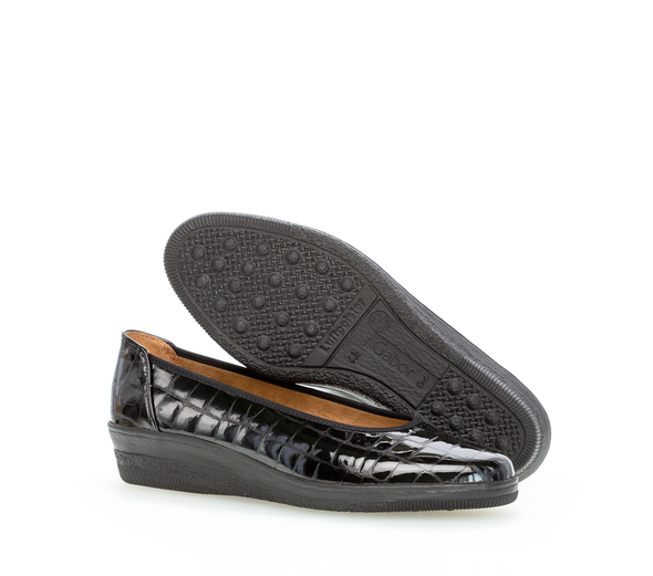 Gabor 06.400.97 Comfort Black Croc Slip On Pumps