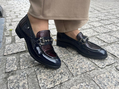 Dorking by Fluchos D9118 Nanna Marino, Burdeos & Black Slip On Shoes