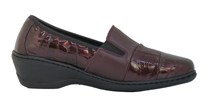Notton 0760 Burgundy Patent Croc Slip On Shoes
