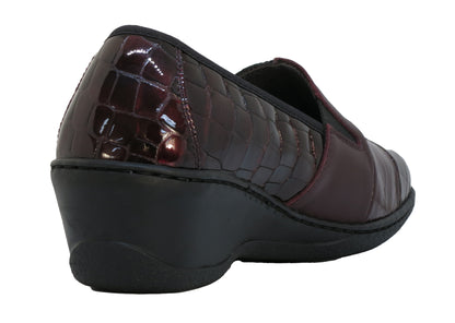 Notton 0760 Burgundy Patent Croc Slip On Shoes