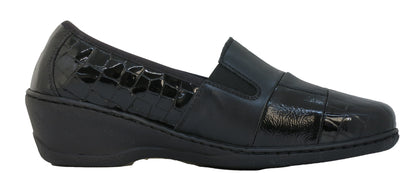 Notton 0760 Black Patent Croc Slip On Shoes