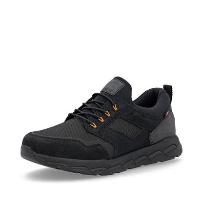 Rieker TEX Soft 09102-00 Black H Fit Slip On Sneakers with Orange Eyelets