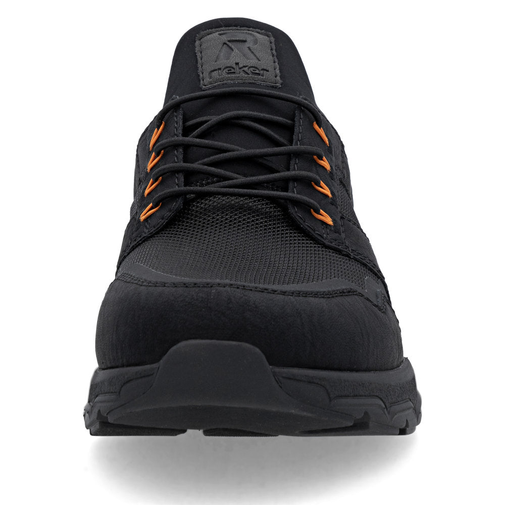 Rieker TEX Soft 09102-00 Black H Fit Slip On Sneakers with Orange Eyelets