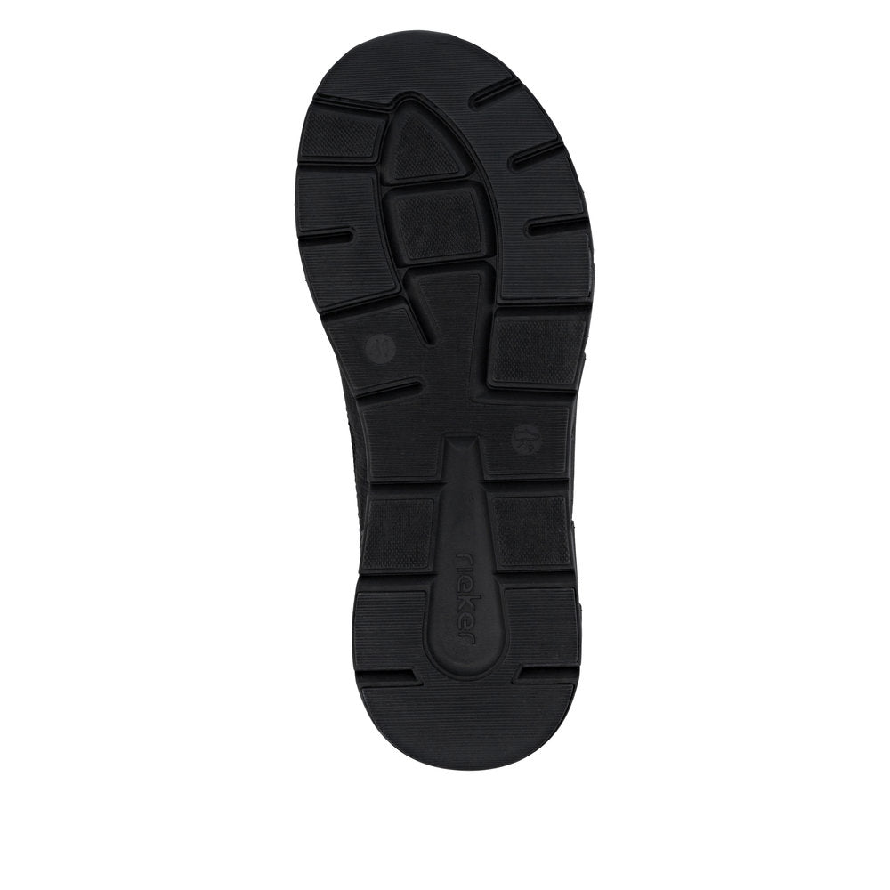 Rieker TEX Soft 09102-00 Black H Fit Slip On Sneakers with Orange Eyelets