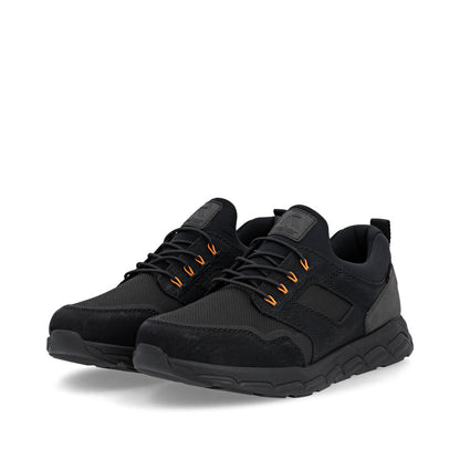 Rieker TEX Soft 09102-00 Black H Fit Slip On Sneakers with Orange Eyelets