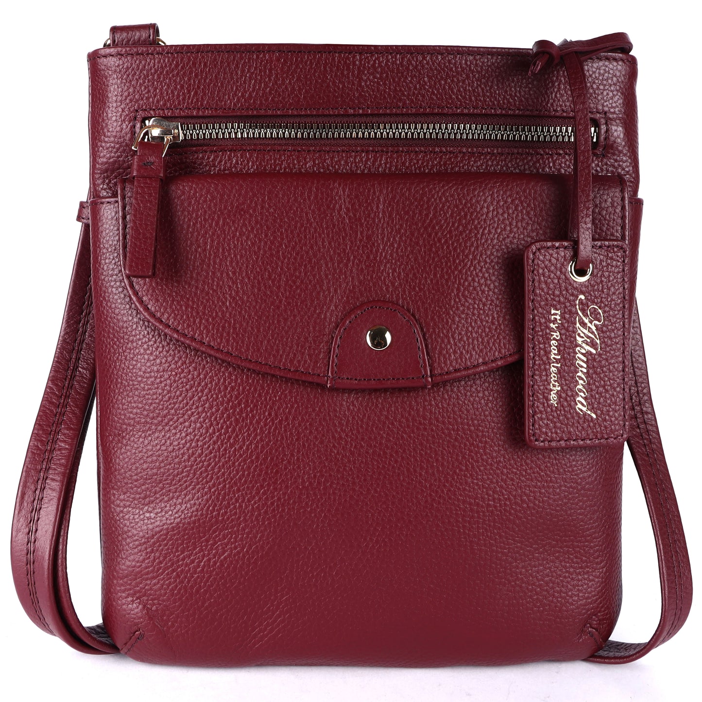 Ashwood Leather CB-5 Wine Crossbody Bag