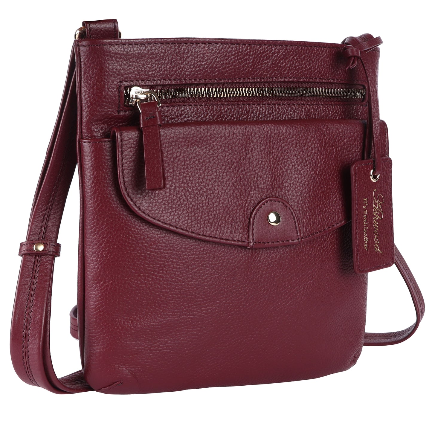 Ashwood Leather CB-5 Wine Crossbody Bag