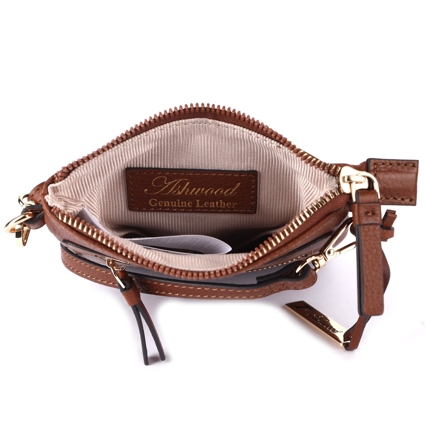 Ashwood Leather Z-71 2 Tone Tan Phone Bag