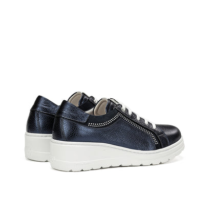 Fluchos F1997 Navy Lace Shoes with White Sole & Side Studs