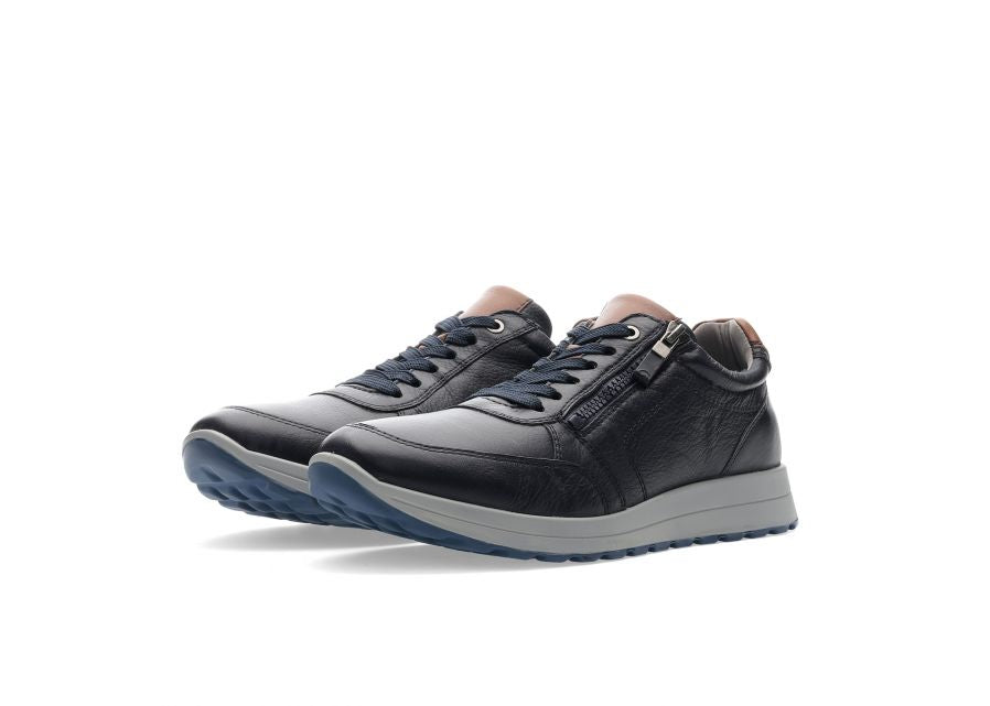 Ara 11-24501 12 Matteo 2.0 Navy & Tan H Fit Sneakers with Zip