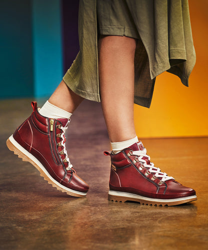 Pikolinos Vigo W3W-8564 Arcilla Burgundy Lace Ankle Boots