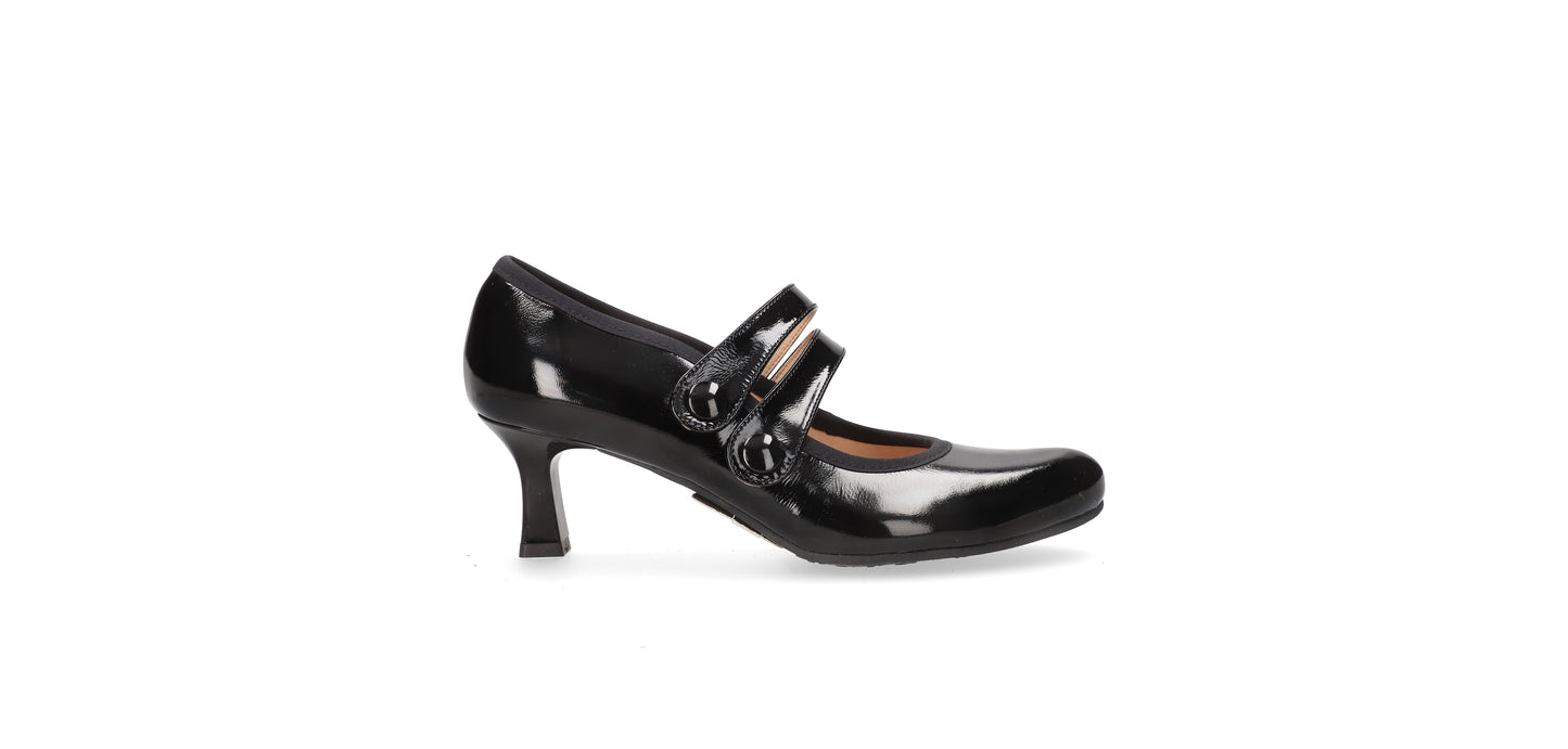Bioeco by Arka 1113 1974 G Fit Black Patent 2 Strap Heels