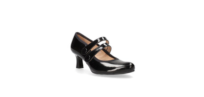 Bioeco by Arka 1113 1974 G Fit Black Patent 2 Strap Heels