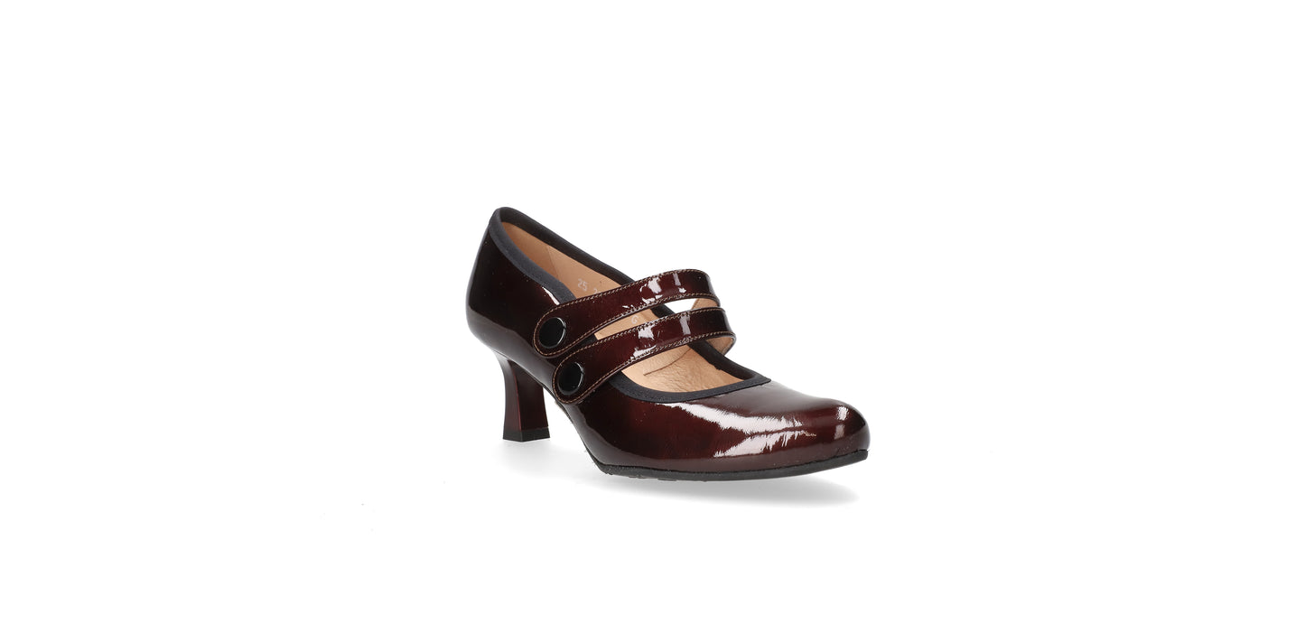 Bioeco by Arka 1113 2894 G Fit Burgundy Patent 2 Strap Heels