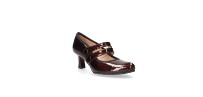 Bioeco by Arka 1113 2894 G Fit Burgundy Patent 2 Strap Heels