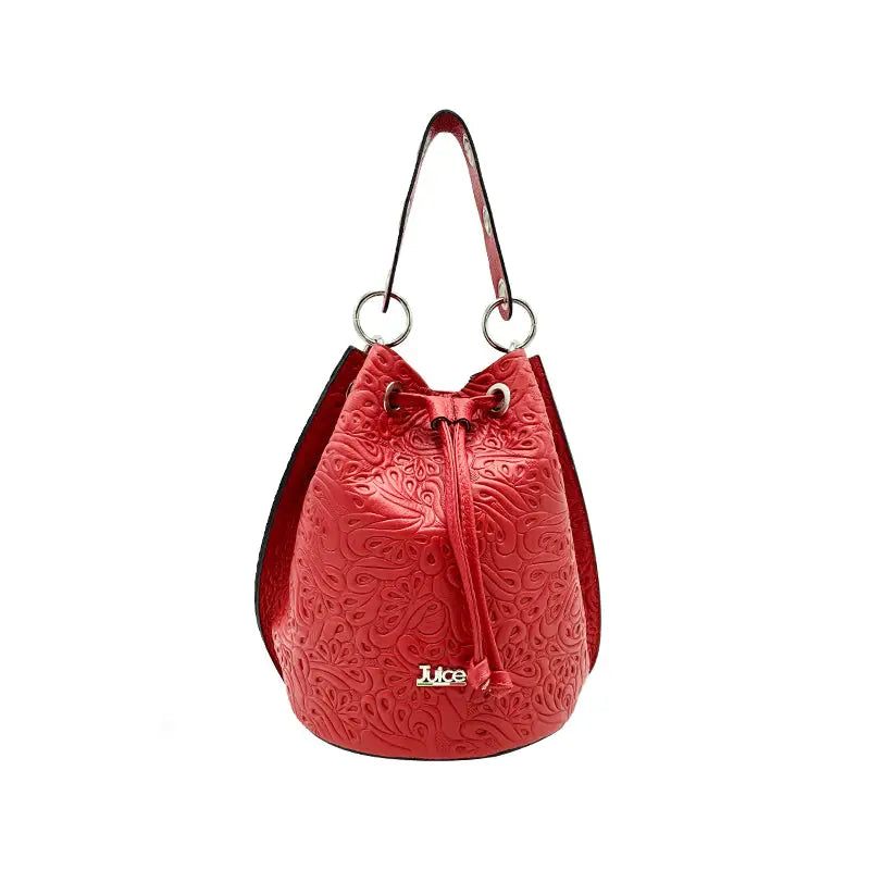Suie Valentini srl 112163 Red Soft Embossed and Tumbled Leather Handbag
