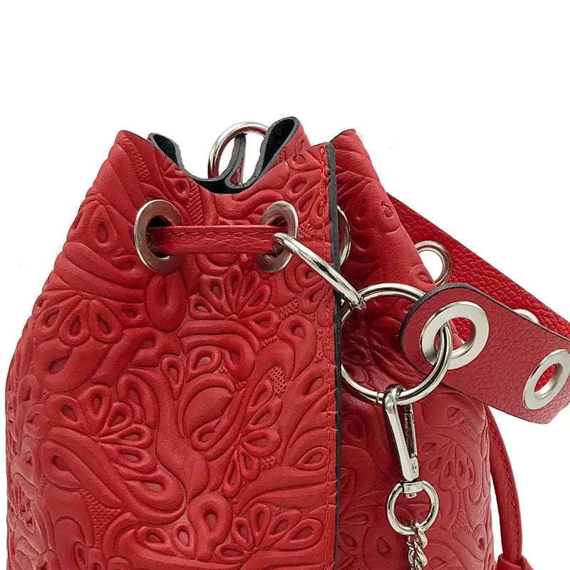 Suie Valentini srl 112163 Red Soft Embossed and Tumbled Leather Handbag