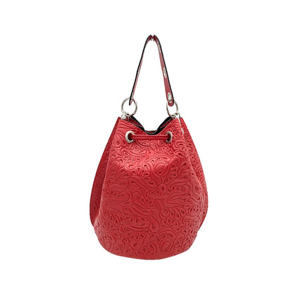 Suie Valentini srl 112163 Red Soft Embossed and Tumbled Leather Handbag