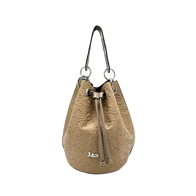 Suie Valentini srl 112163 Taupe Soft Embossed and Tumbled Leather Handbag