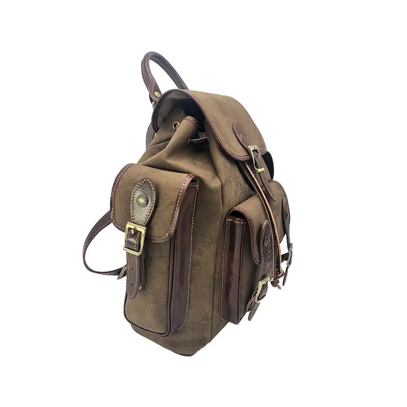 Suie Valentini srl 112248 Brown Leather and Canvas Backpack