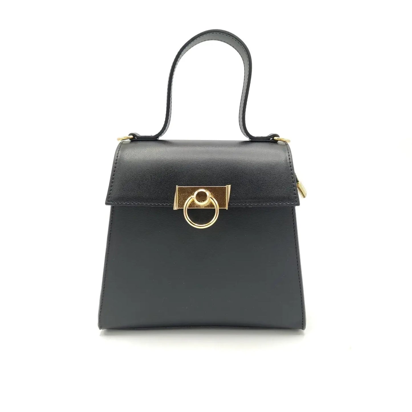 Suie Valentini srl 112387 Black Plain Genuine Leather Handbag