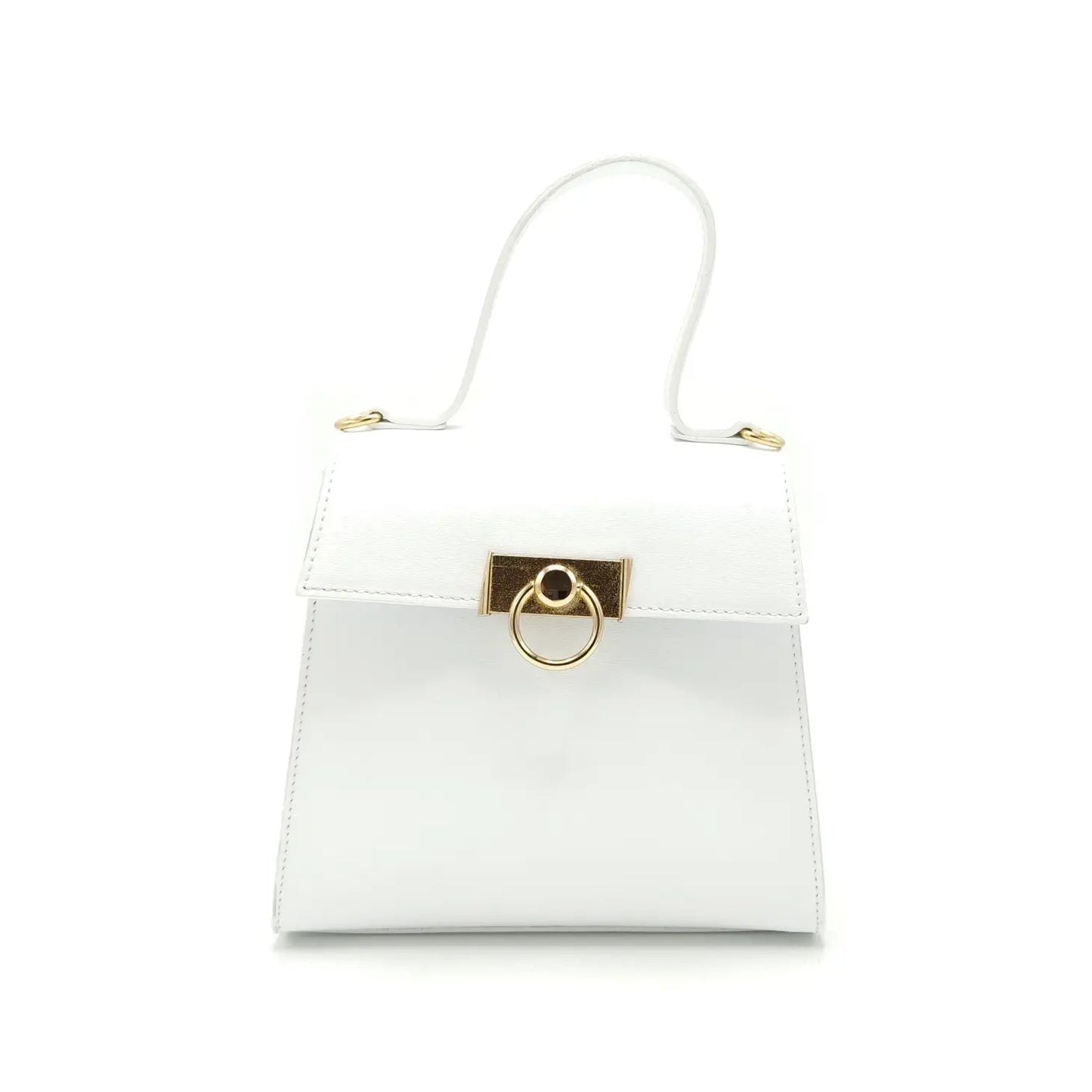 Suie Valentini srl 112387 White Plain Genuine Leather Handbag