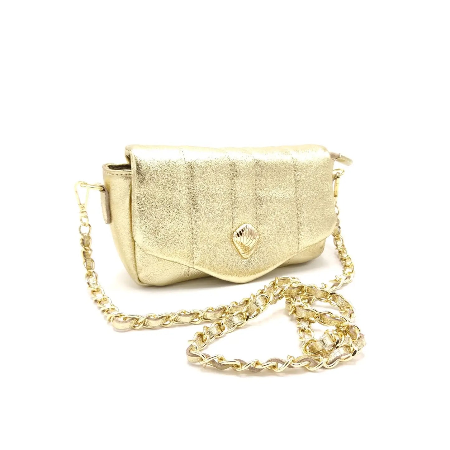 Suie Valentini srl 112389 Gold Soft Genuine Leather Shoulder Bag
