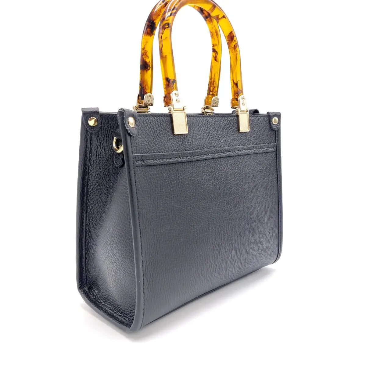 Suie Valentini srl 112396 Black Tumbled Genuine Leather Handbag