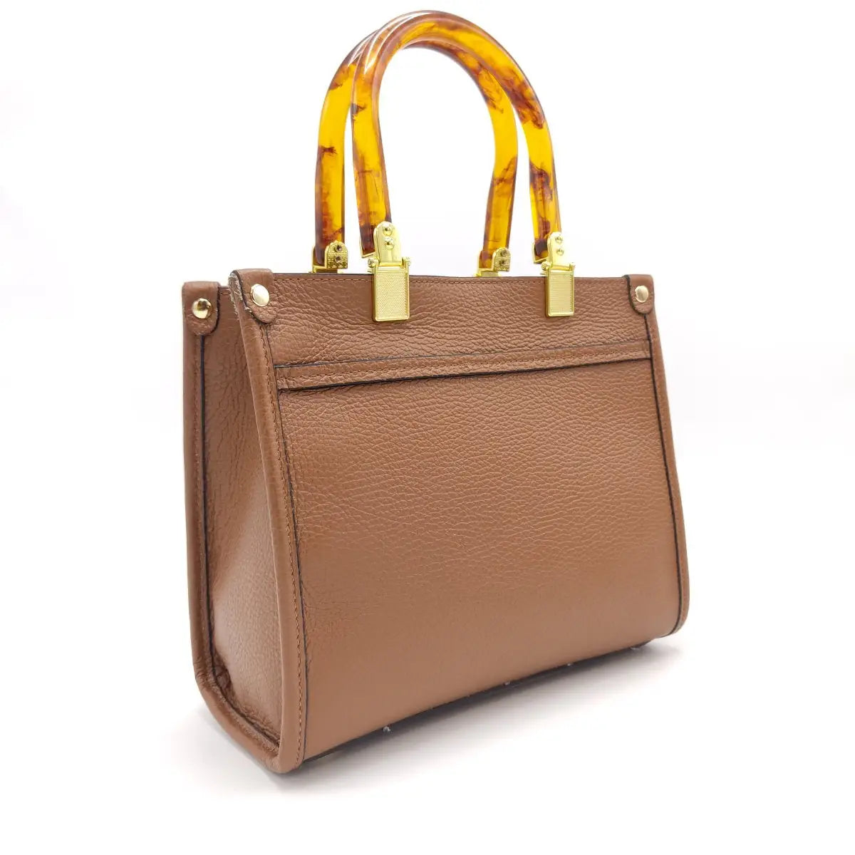 Suie Valentini srl 112396 Camel Tumbled Genuine Leather Handbag