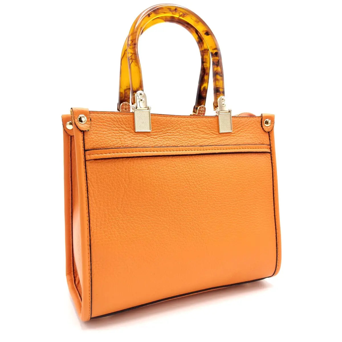 Suie Valentini srl 112396 Orange Tumbled Genuine Leather Handbag
