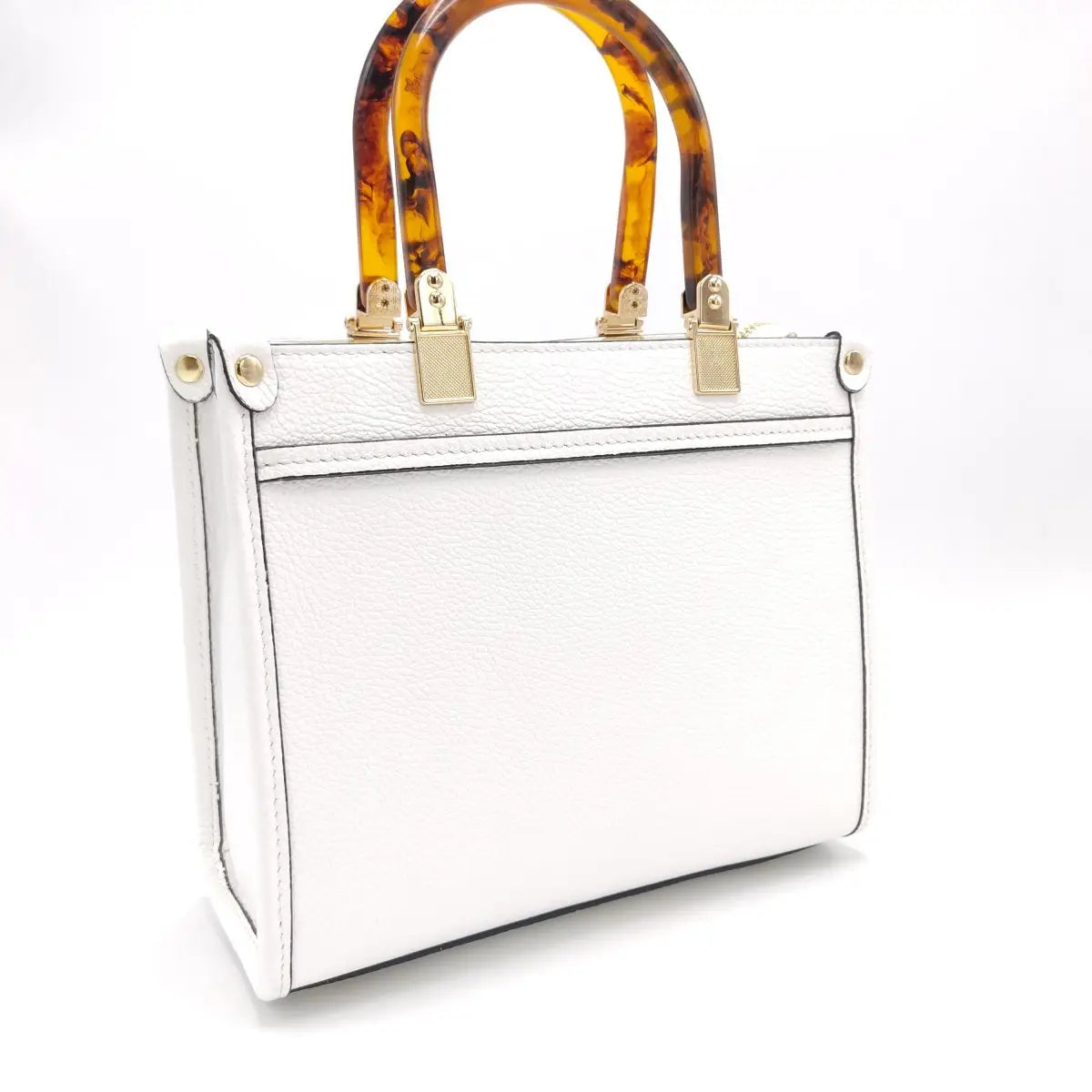 Suie Valentini srl 112396 White Tumbled Genuine Leather Handbag