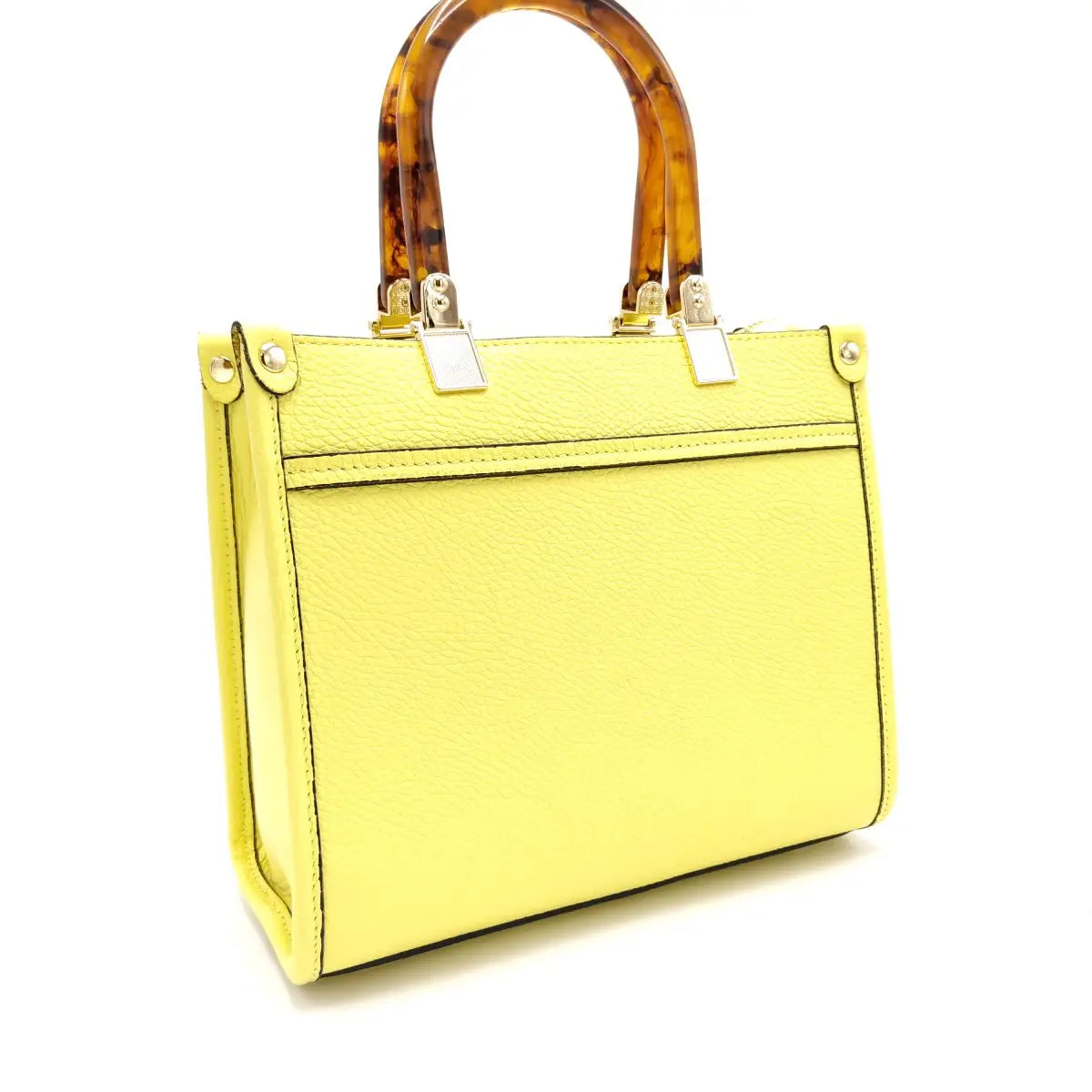 Suie Valentini srl 112396 Yellow Tumbled Genuine Leather Handbag