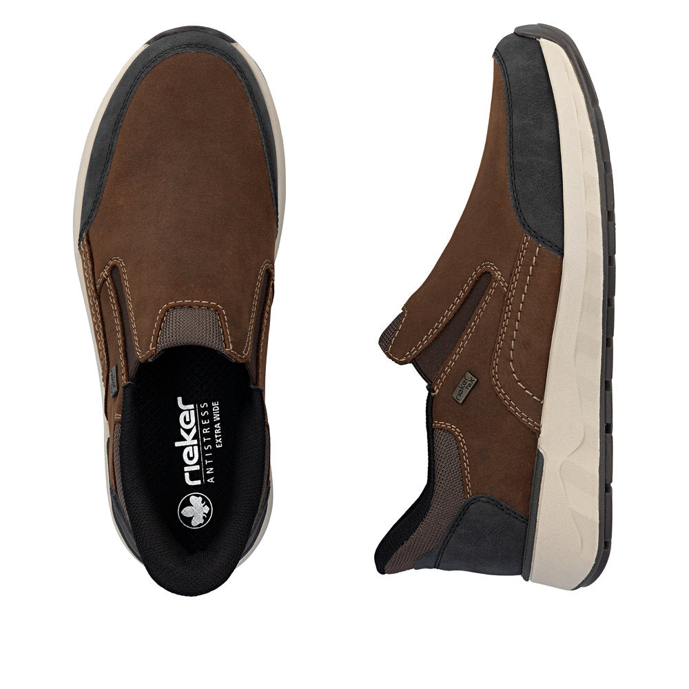 Rieker TEX 11551-22 Black & Brown H Fit Slip On Shoes