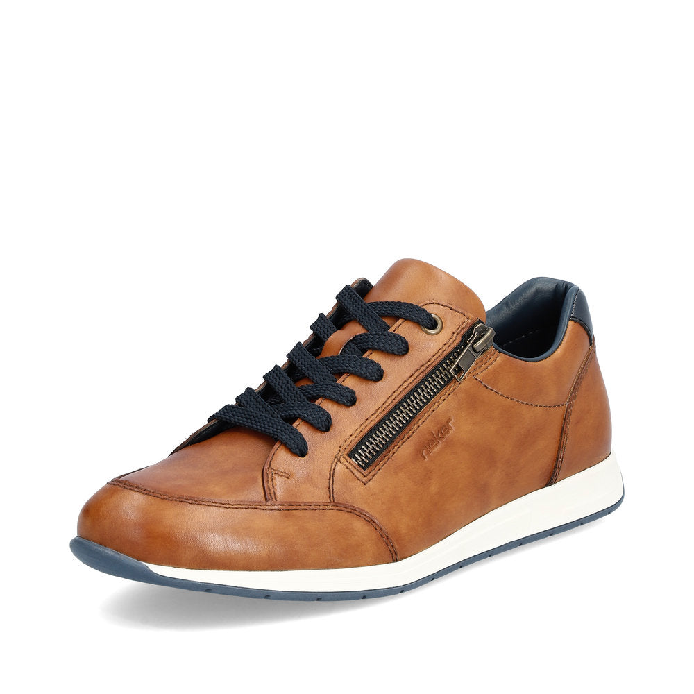 Rieker 11903-24 Tan & Navy Lace Trainers with Zip